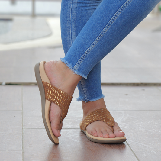 Iris - Gold Thong Slippers