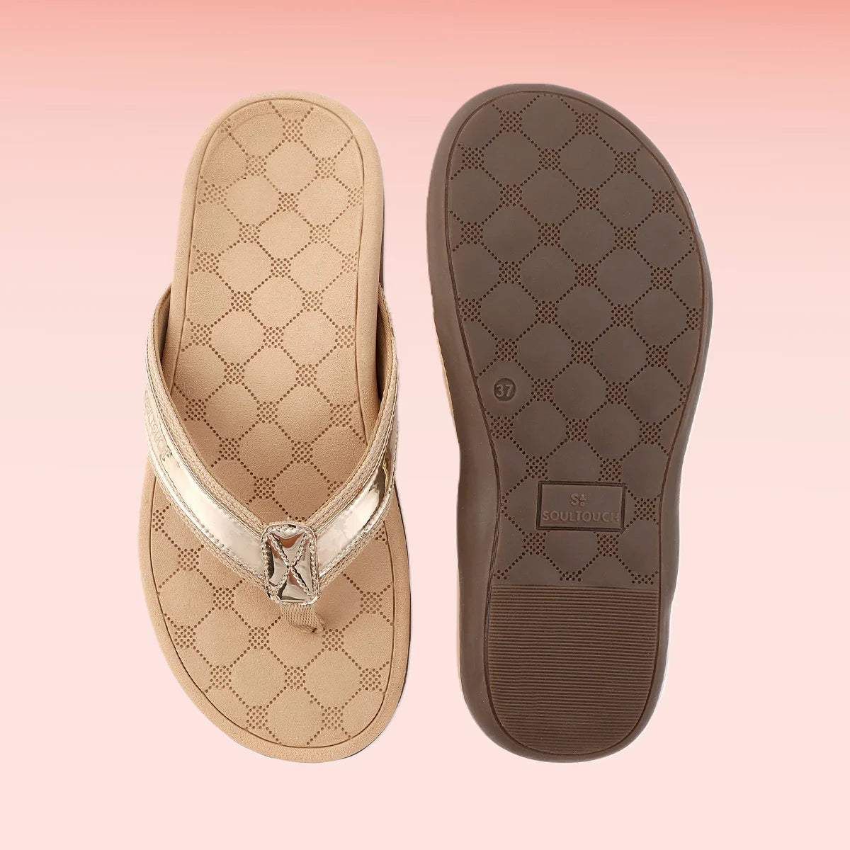 Bella - Gold Comfort Slippers